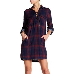 Blank NYC Checkmate Plaid Shirt Dress Size Small